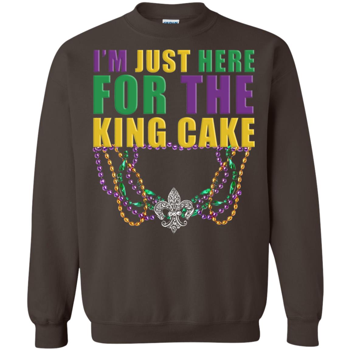 Mardi Gras Beads T-shirt I_m Just Here For The King Cake Dark Chocolate
