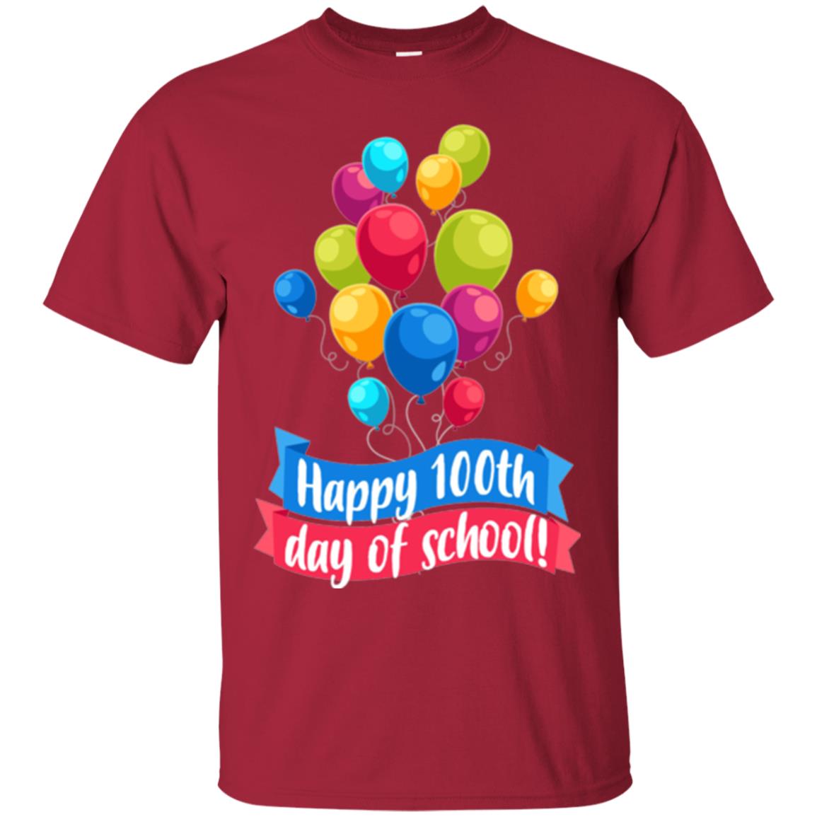Happy 100th Day Of School Colorful Balloons Funny T-shirt Cardinal