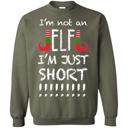 Christmas T-shirt I_m Not An Elf I_m Just Short Military Green
