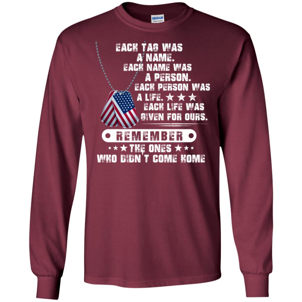 Each Tag Was A Name. Each Name Was A Person. Each Person Was A Life Shirt Maroon