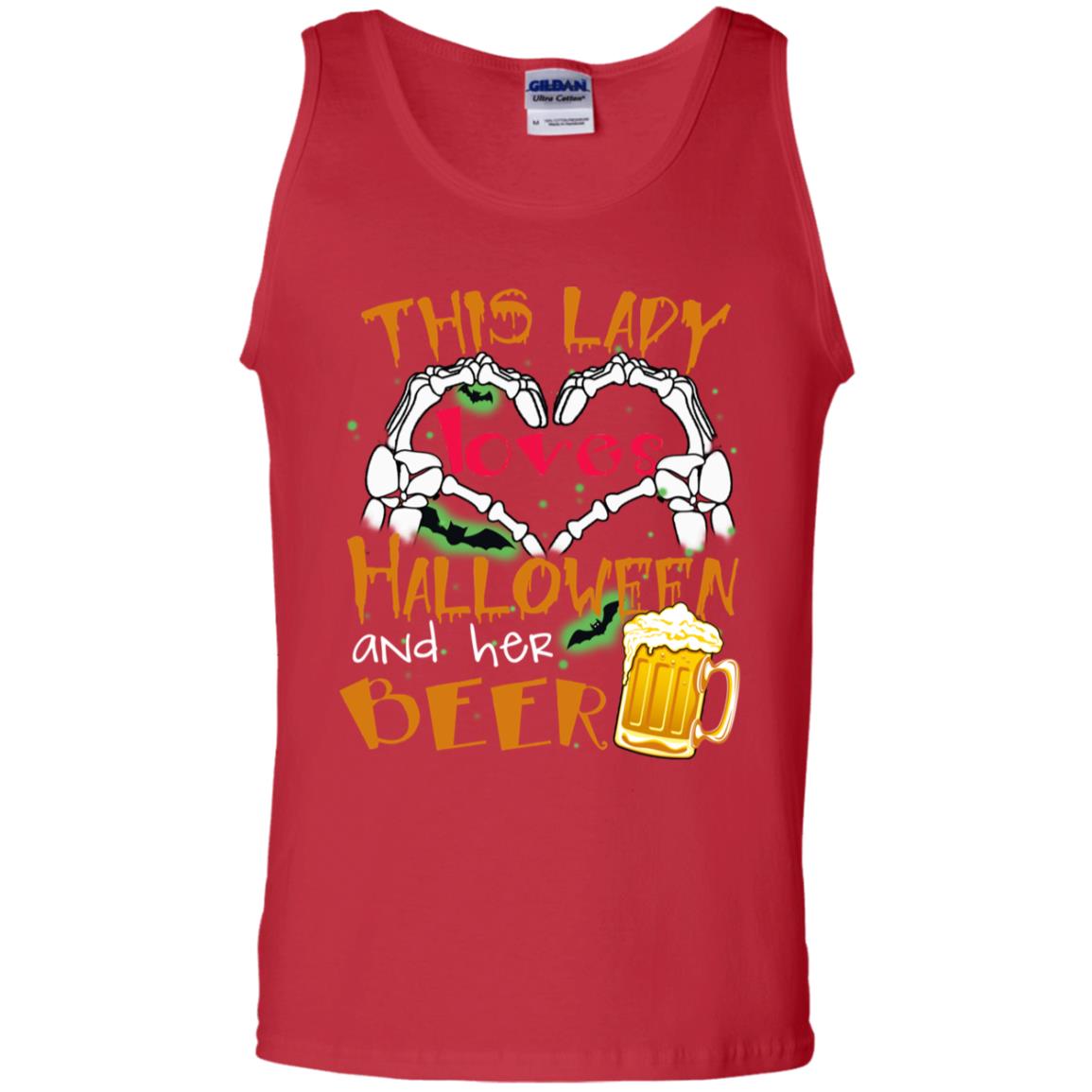 This Girl Loves Halloween And Her Beer Funny Halloween Shirt For Beer Lovers Red
