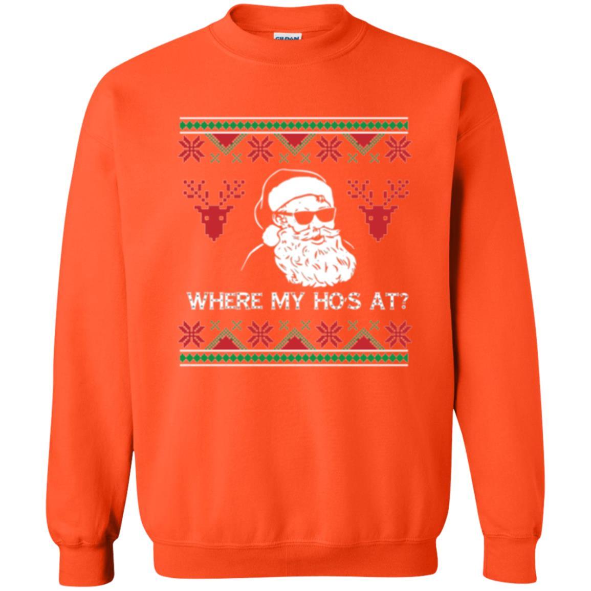 Christmas T-shirt Santa Claus Where My Hos At T-shirt Orange