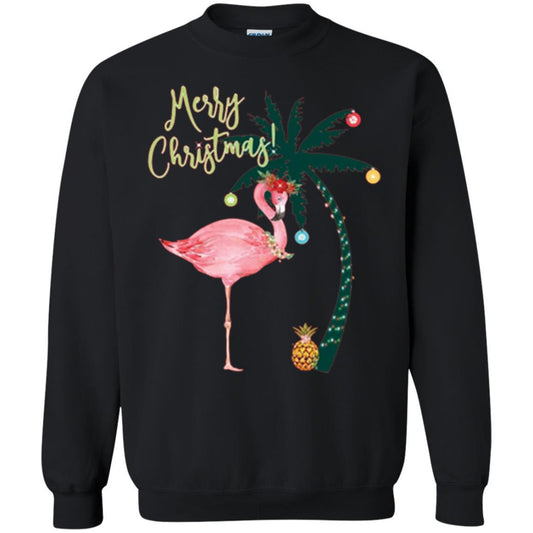 Christmas T-shirt Flamingo Merry Christmas Black