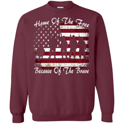 Home Of The Free Because Of The Brave Flag Military Shirt Maroon