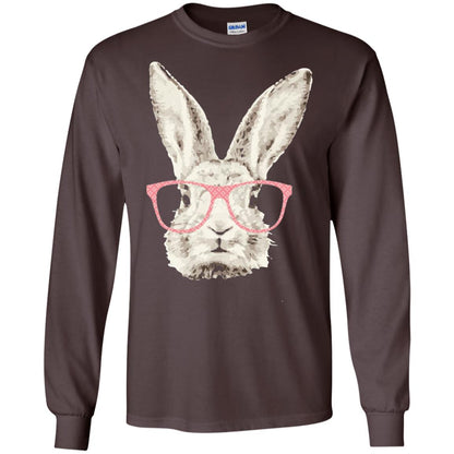 Easter Bunny Rabbit Pink Glasses Funny Hipster Shirt Dark Chocolate