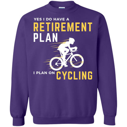 Funny Bicycle Cycling T-shirt Retirement Plan I Plan On Cycling Purple