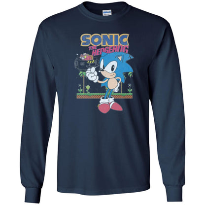 Gamer T-shirt Sega Sonic The Hedgehog Battles Dr. Eggman Robotnik Navy