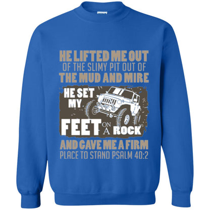 Christian T-shirt He Set My Feet On A Rock He Is My Jeep Royal