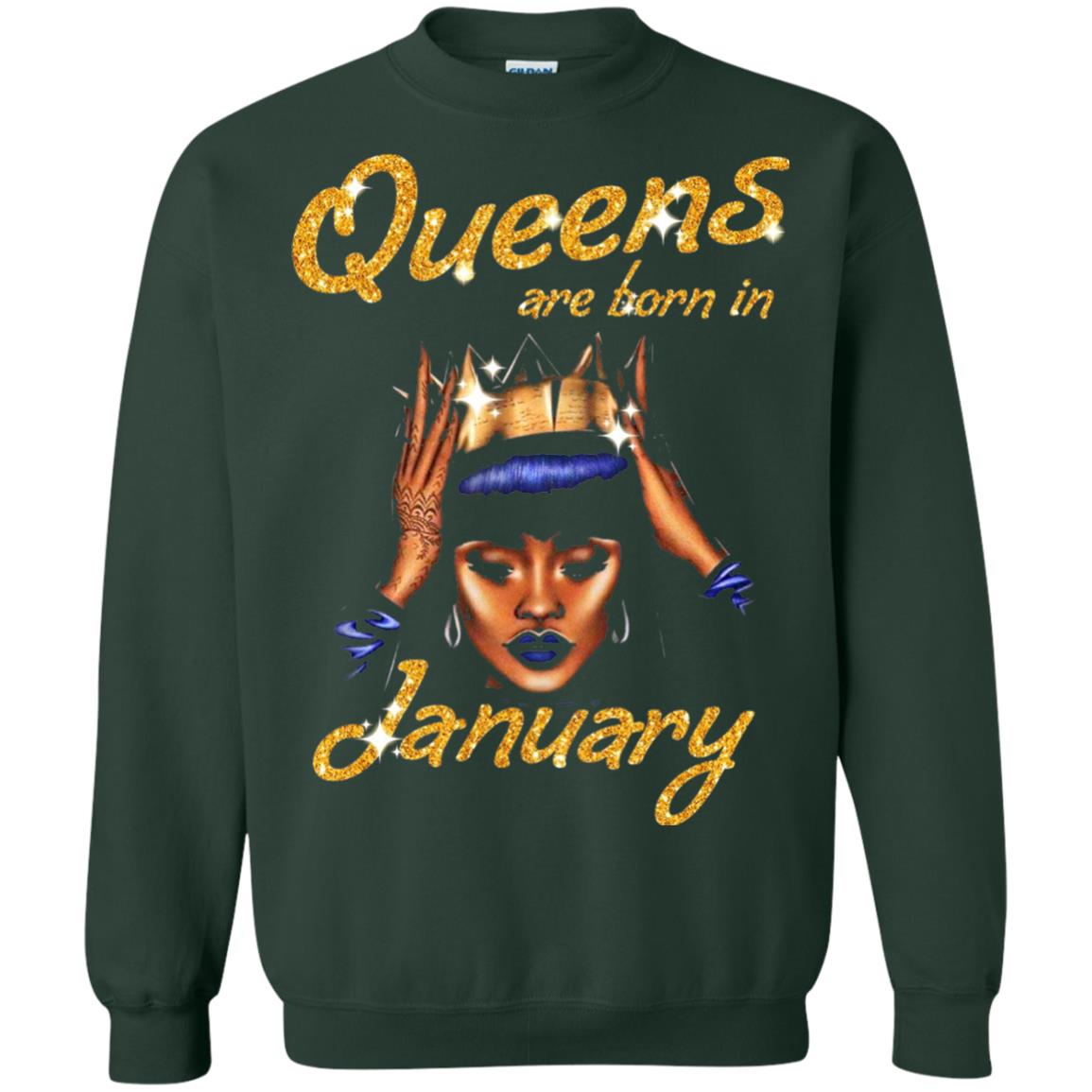 Birthday T-shirt Queens Are Born In January Forest Green