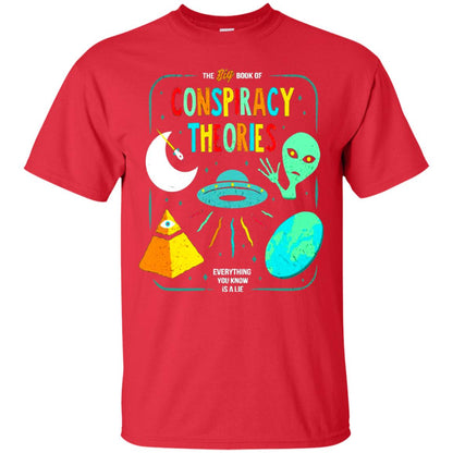 The Big Book Of Conspiracy Theories Funny Bookworm T-shirt Red