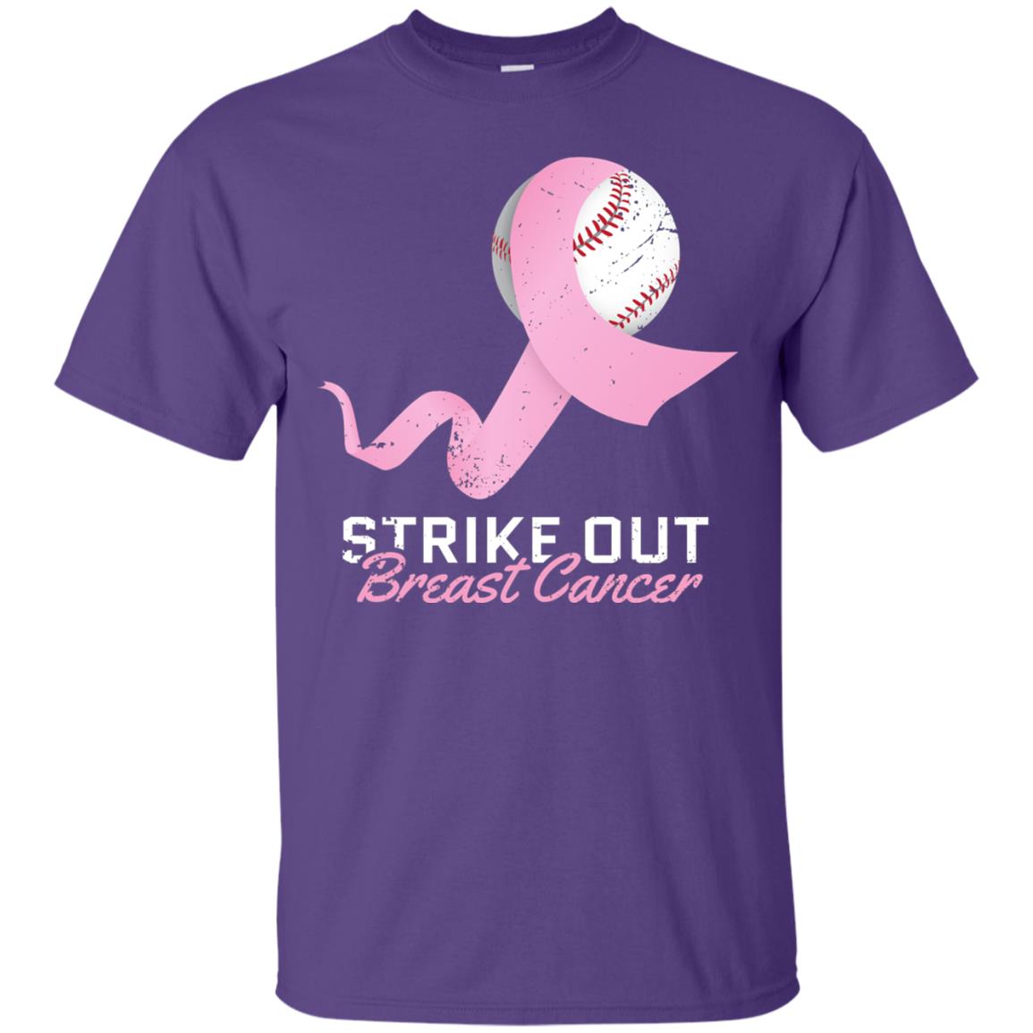 Strike Out Breast Cancer T-shirt Pink Ribbon And Baseball Purple