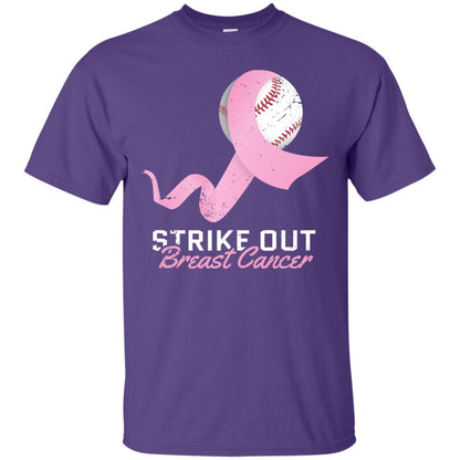 Strike Out Breast Cancer T-shirt Pink Ribbon And Baseball Purple