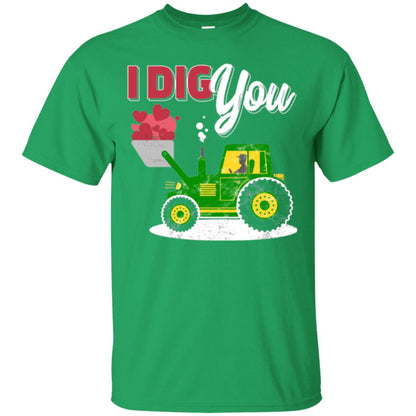 Farmer Valentines Day T-shirt Farm Tractor I Dig You Irish Green