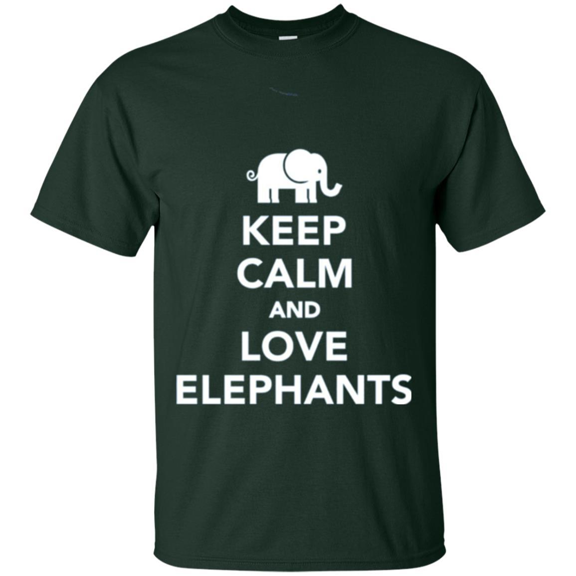 Elephant Lover T-shirt Keep Calm And Love Elephants T-shirt Forest Green
