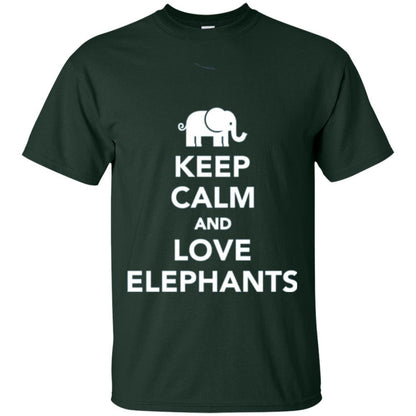Elephant Lover T-shirt Keep Calm And Love Elephants T-shirt Forest Green
