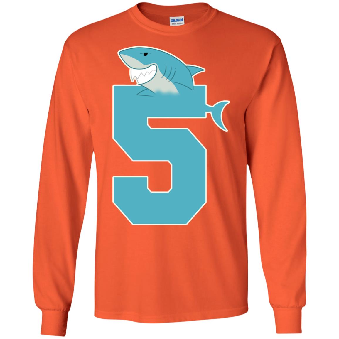 5th Birthday Shark Party Shirt Orange