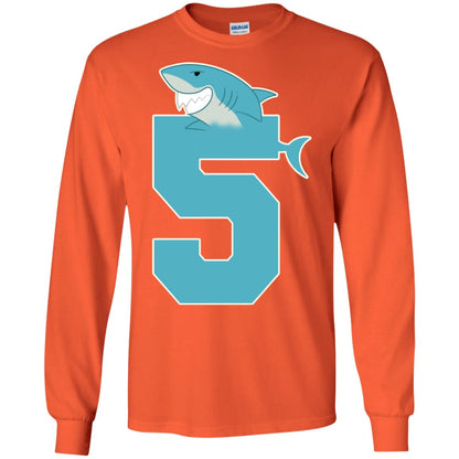 5th Birthday Shark Party Shirt Orange