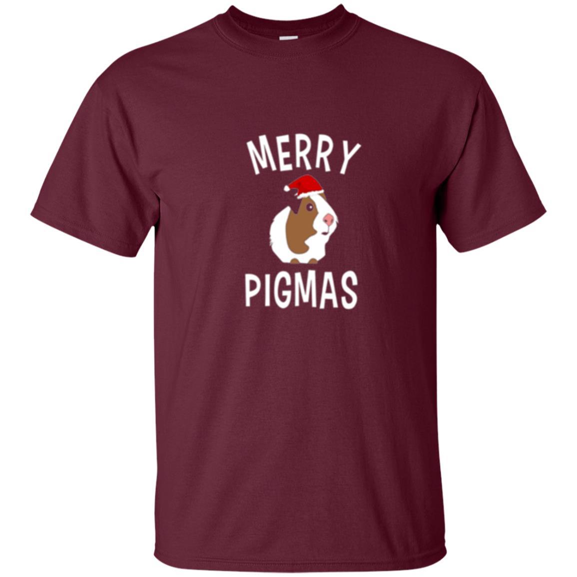 Guinea Pig Lover T-shirt Merry Christmas Pigmas Maroon