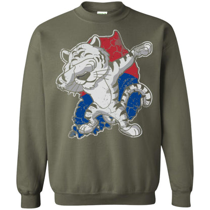 Dabbing White Tiger South Korea Flag T-shirt Military Green