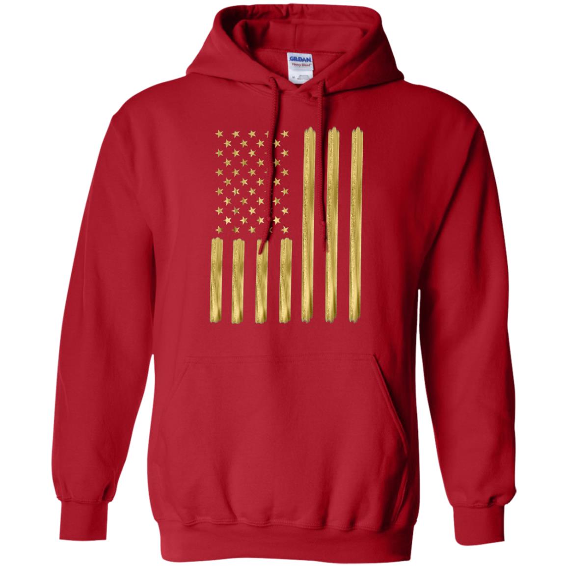 Faux Gold Paint American Flag T-shirt Red