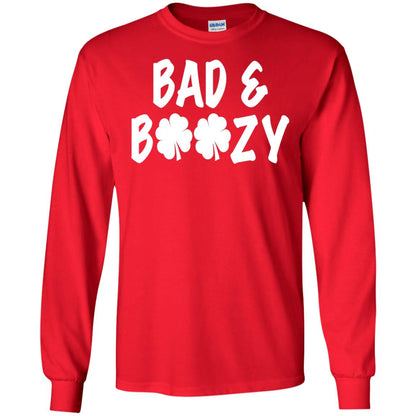 Bad And Boozy St. Patrick_s Day T-shirt Red