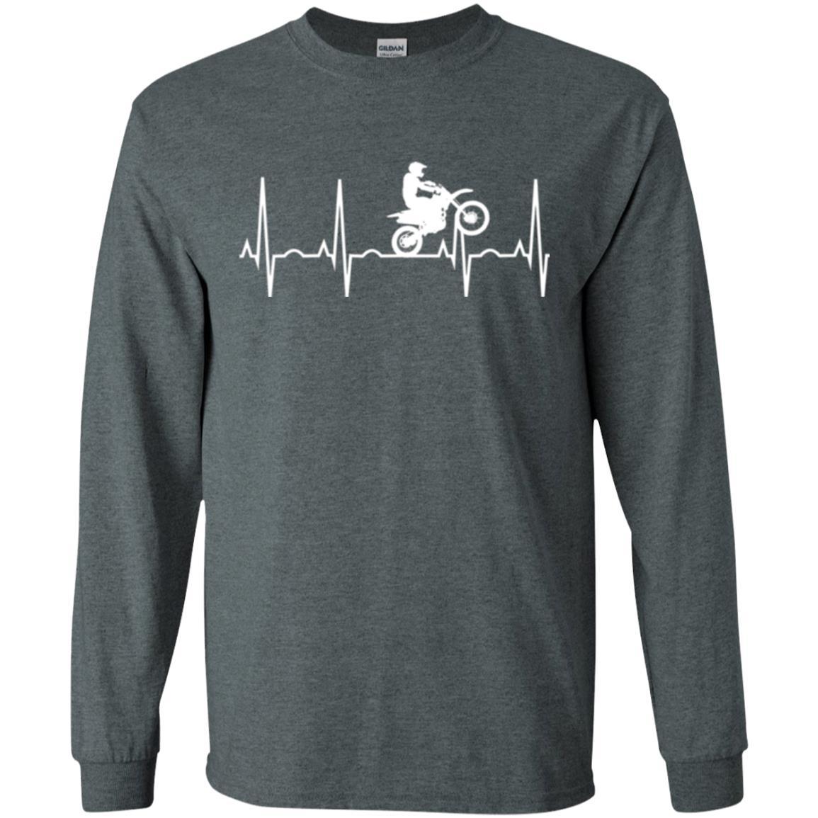 Dirt Bike Rider T-shirt Dirt Bike Heartbeat T-shirt Dark Heather
