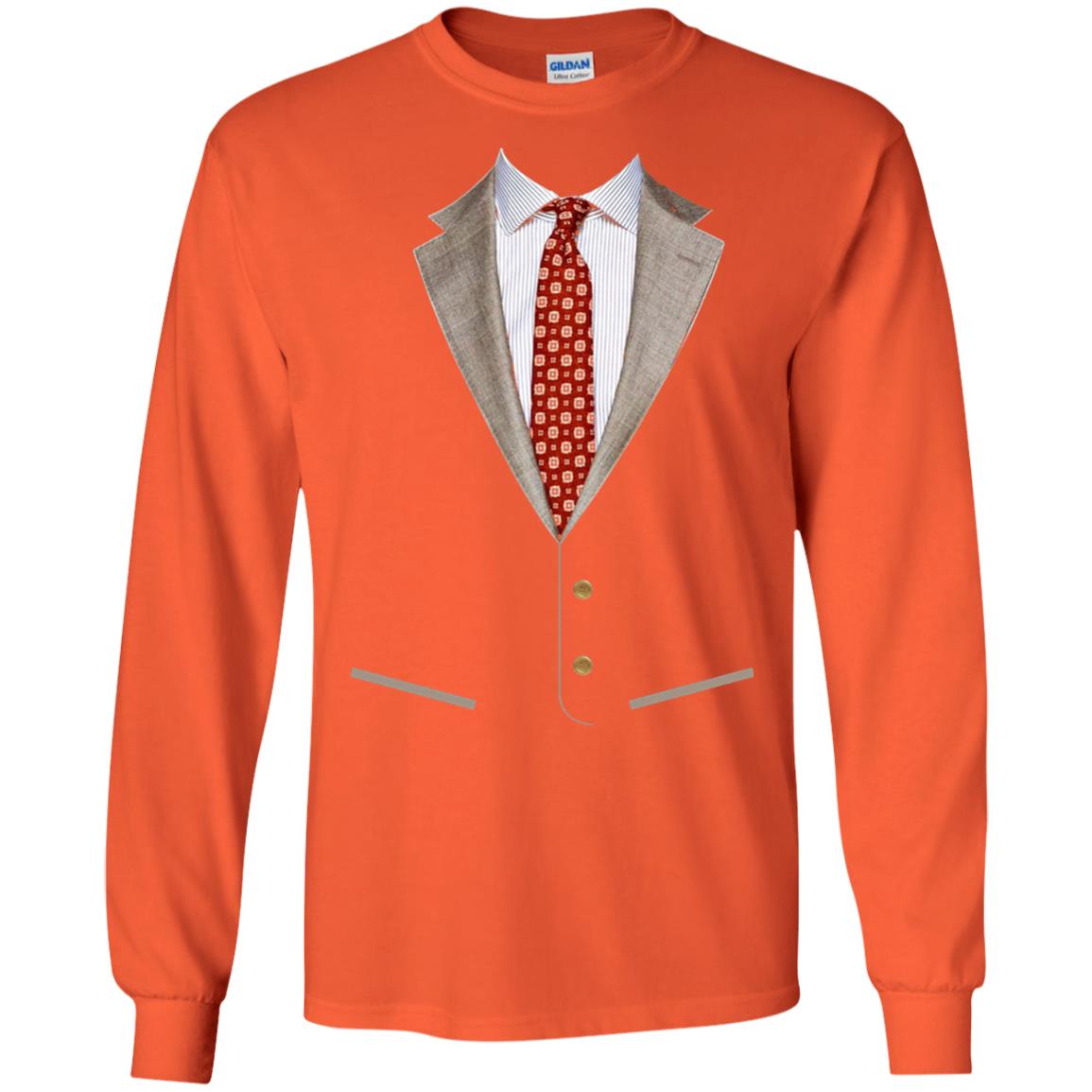 Tuxedo T-shirt Retro Prom Men With Bowtie Orange