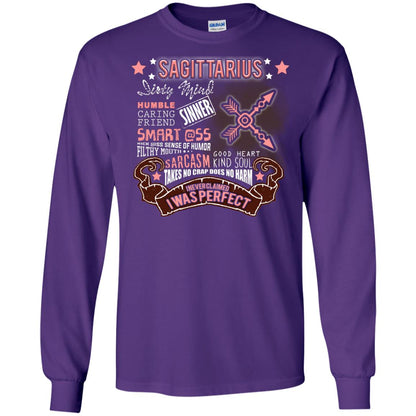 Dirty Mind Humble Caring Friend Filthy Sinner Mouth Good Heart Kind I Never Clamed I Was Perfect Sagittarius Birthday Purple