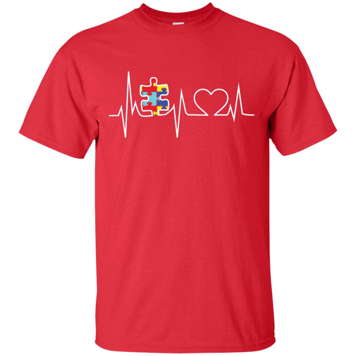 Autism Puzzle Heartbeat Autism Awareness Shirt Red
