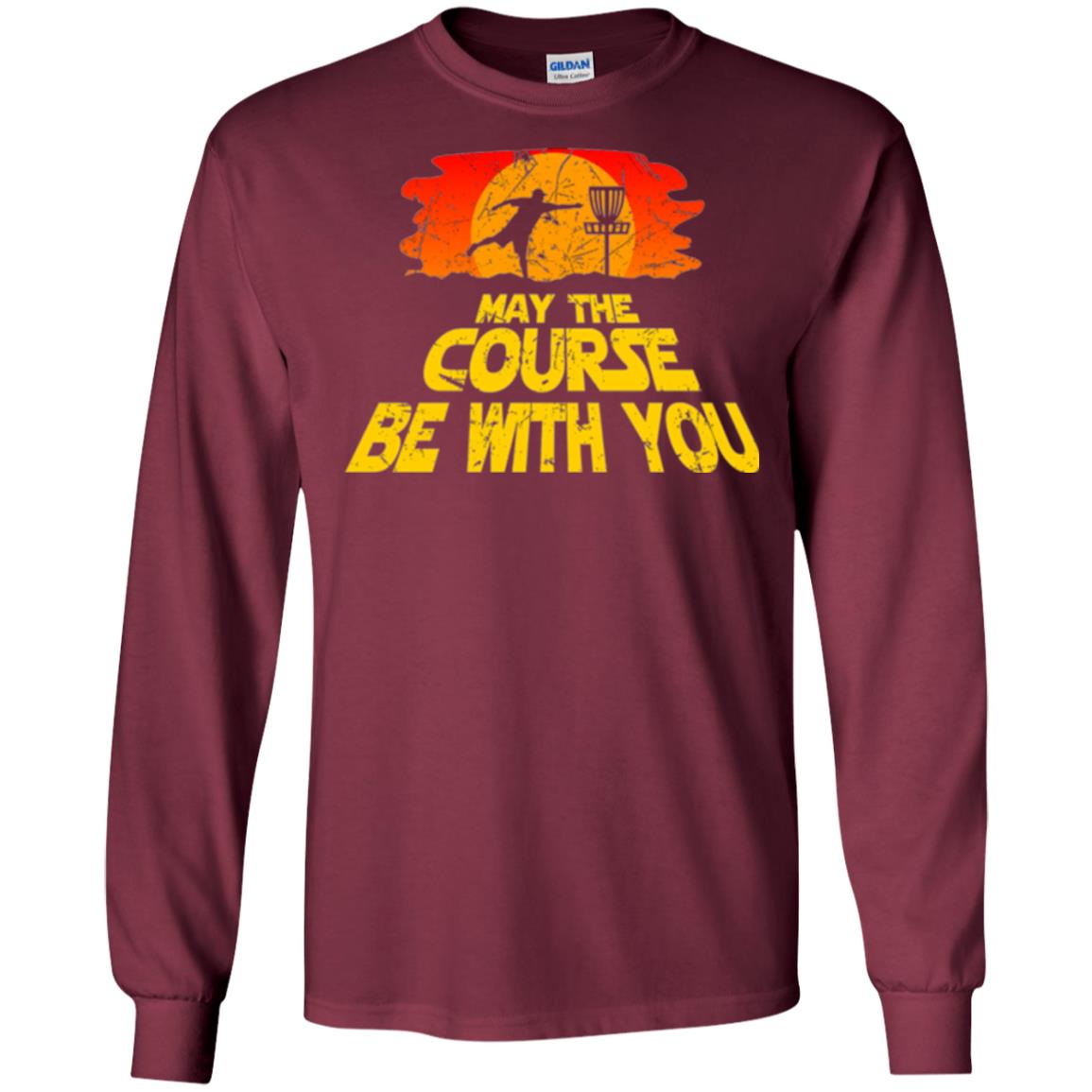 Disc Golf T-shirt May The Course Be With You Maroon