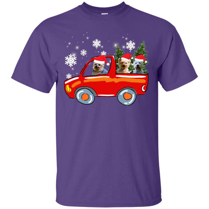 Yorkshire Terrier Dogs On Car Merry Christmas Gift Shirt Purple
