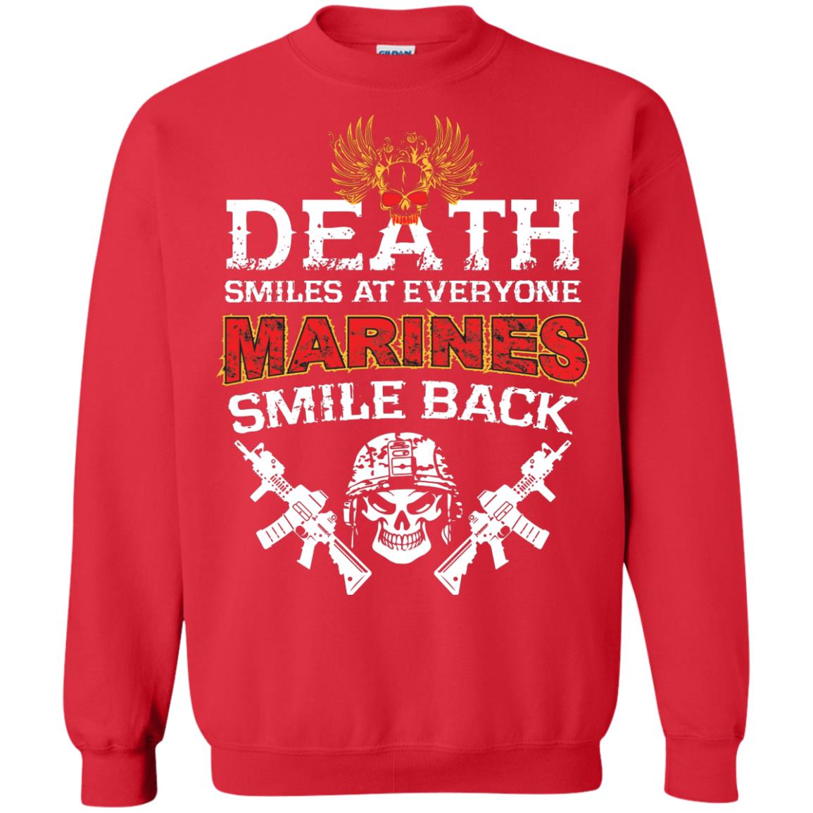 Death Smiles At Everyone Marines Smile Back Shirt Red