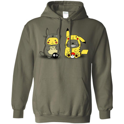 Pikachu Cosplay Totoro And Totoro Cosplay Pikachu T-shirt Military Green
