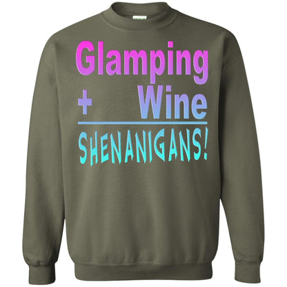 Glamping Drink Wine Shenanigans Funny Happy Glamper T-shirt Military Green