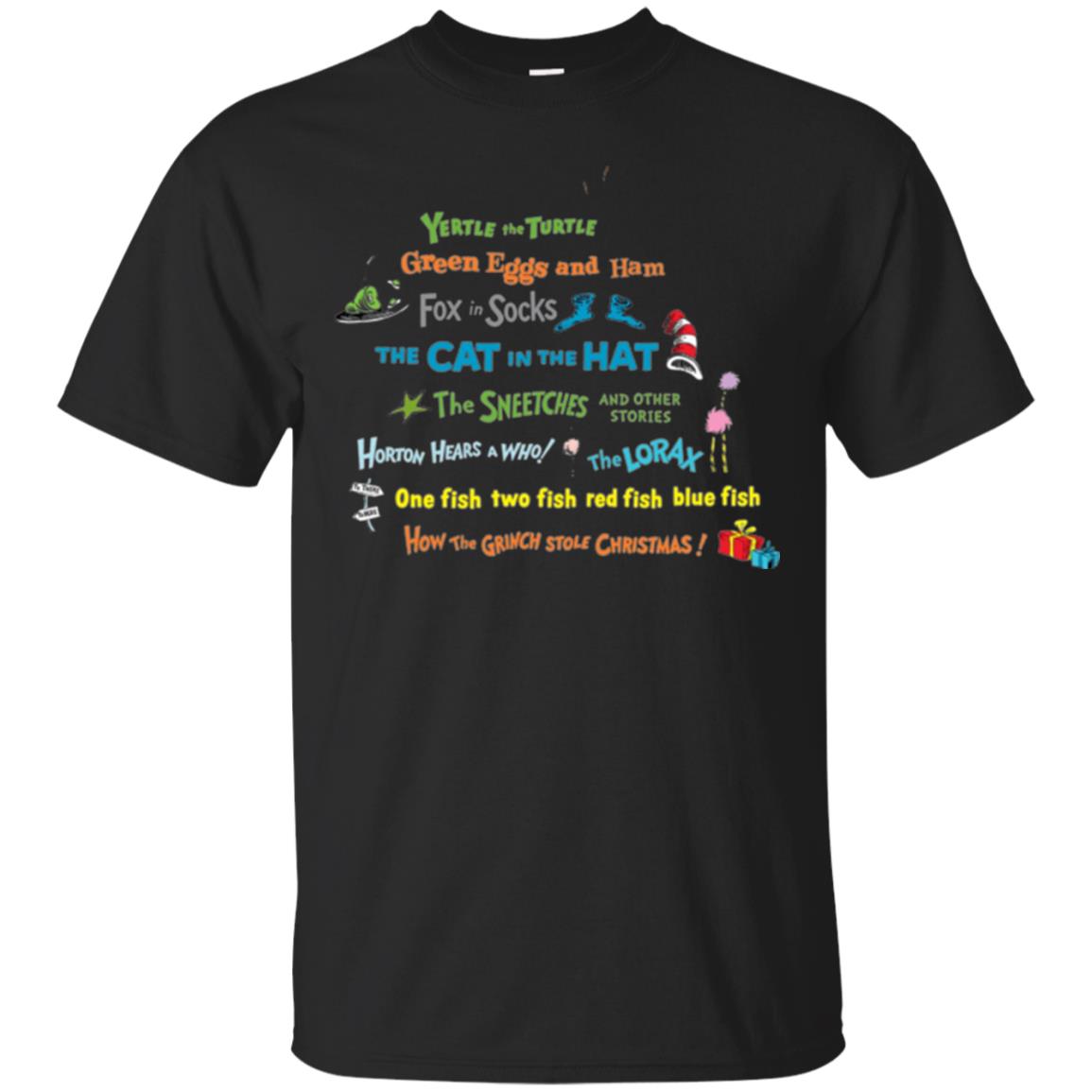 Dr. Seuss Book Title National Wear Red Day T-shirt Black