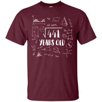 Square Root Of 441 21st Birthday 21 Years Old Math T-shirt Maroon