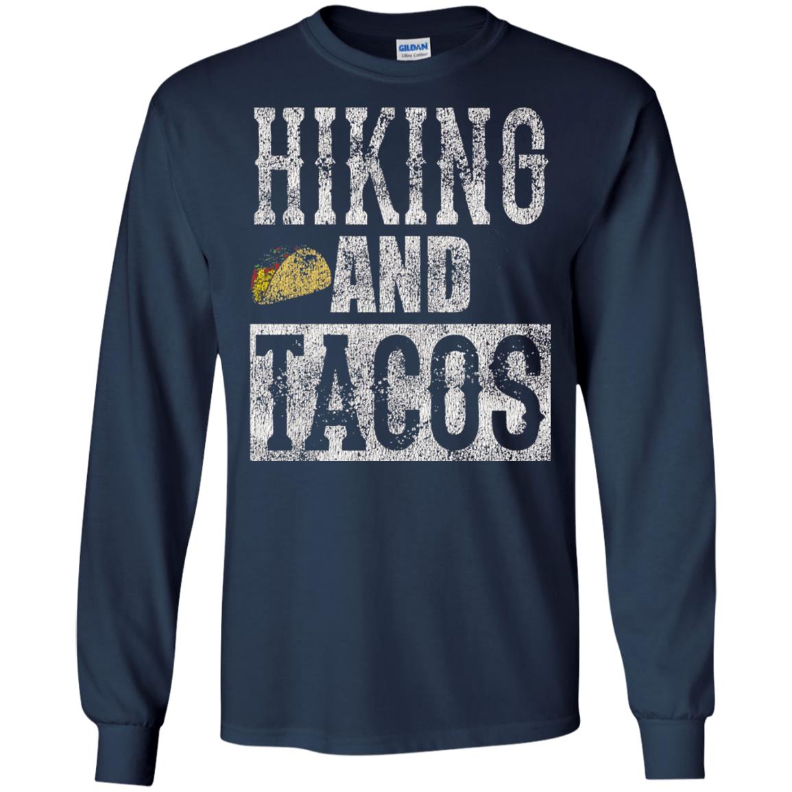 Hiking And Tacos Funny Taco Distressed T-shirt Navy