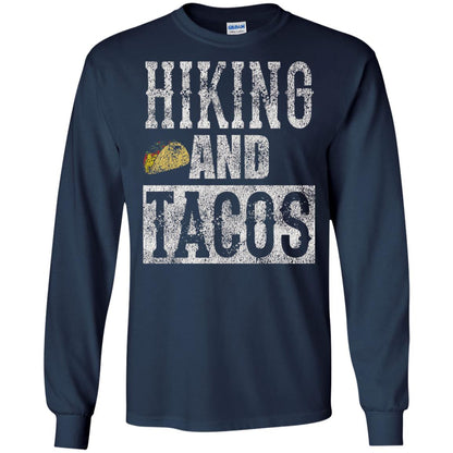 Hiking And Tacos Funny Taco Distressed T-shirt Navy