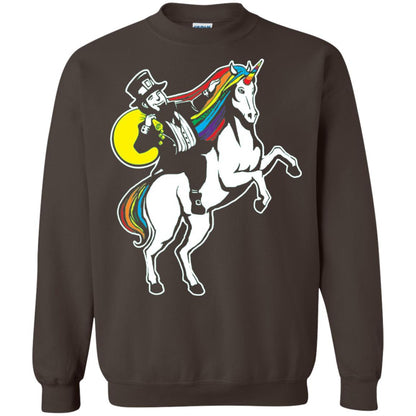 Lepricorn Leprechaun Riding Unicorn St Patrick_s Day T-shirt Dark Chocolate