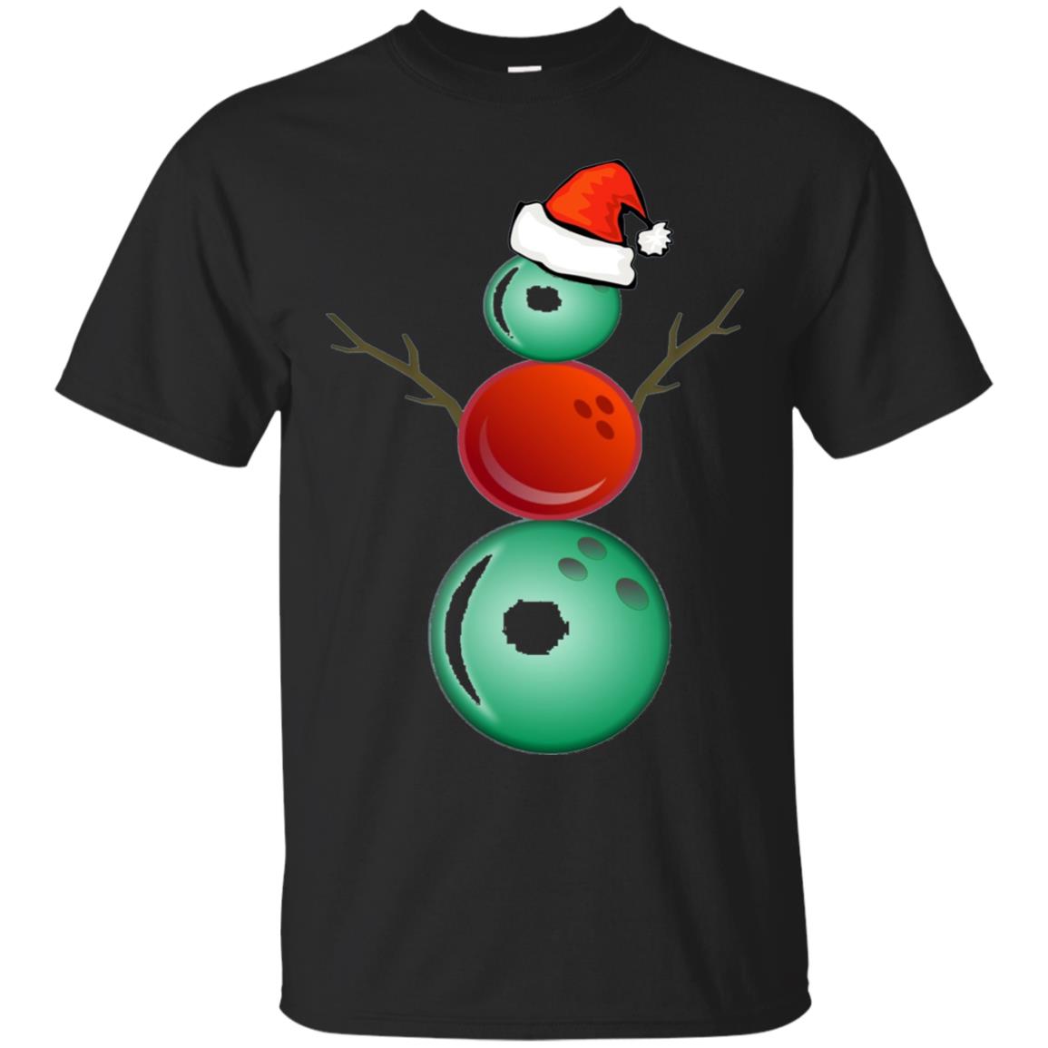 Funny Christmas Shirts Bowling Snowman Black
