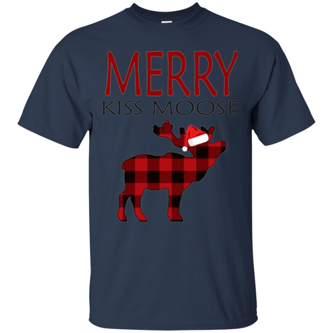 Christmas T-shirt Merry Kiss Moose Navy