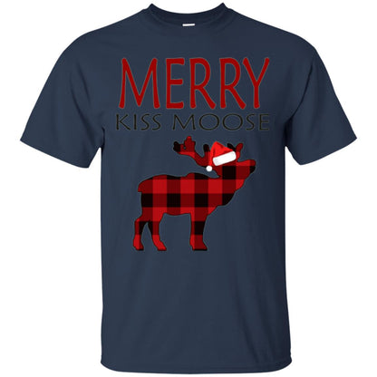 Christmas T-shirt Merry Kiss Moose Navy