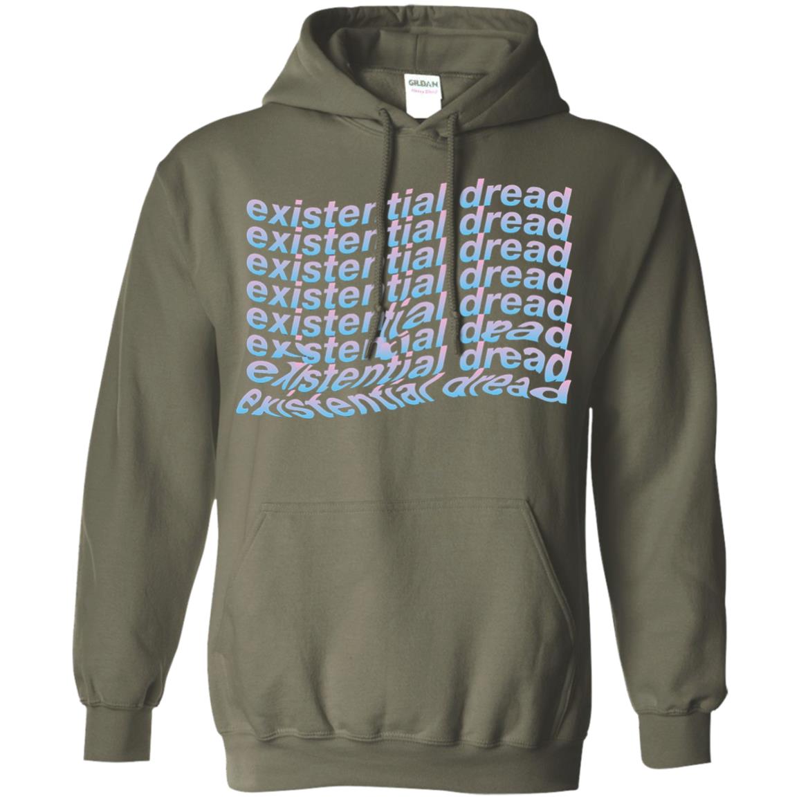 Existential Dread Waves Melting Distortion Aesthetic T-shirt Military Green