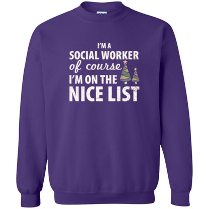 Chistmas T-shirt I'm A Social Worker Of Course I_m On The Nice List Purple