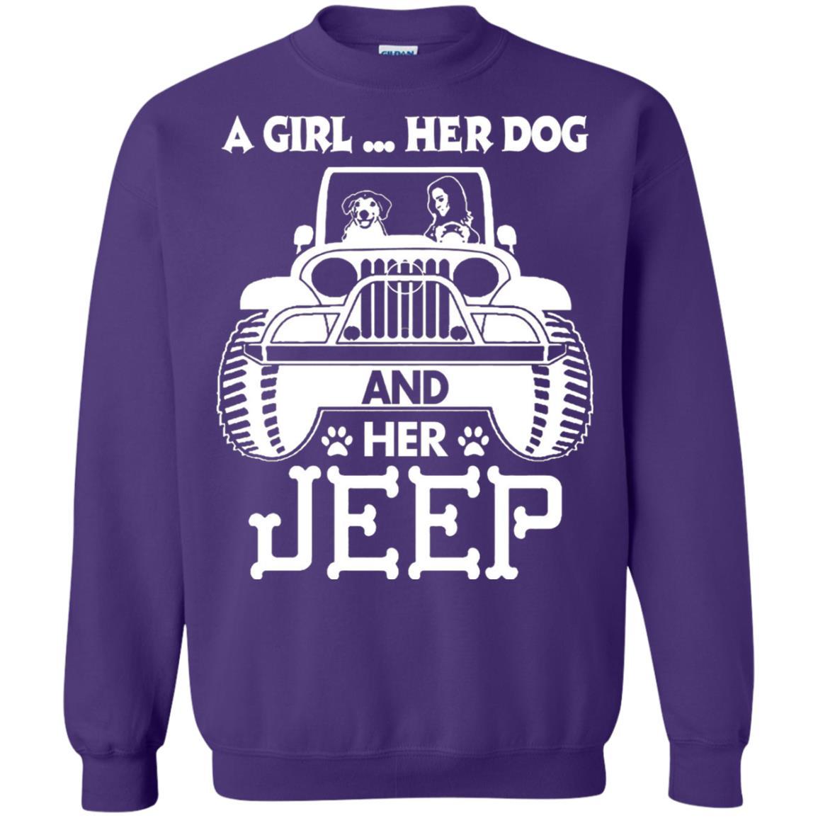 Dog Lover T-shirt A Girl Her Dog And Her Jeep Purple