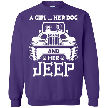 Dog Lover T-shirt A Girl Her Dog And Her Jeep Purple