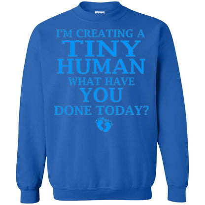 Funny Maternity Shirt Creating Tiny Human Blue Royal