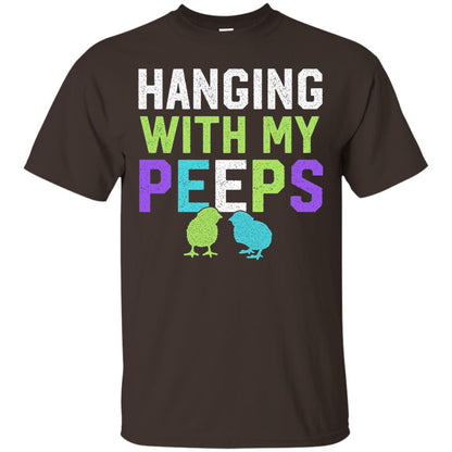 Hanging With My Peeps Funny Easter Day T-shirt Dark Chocolate