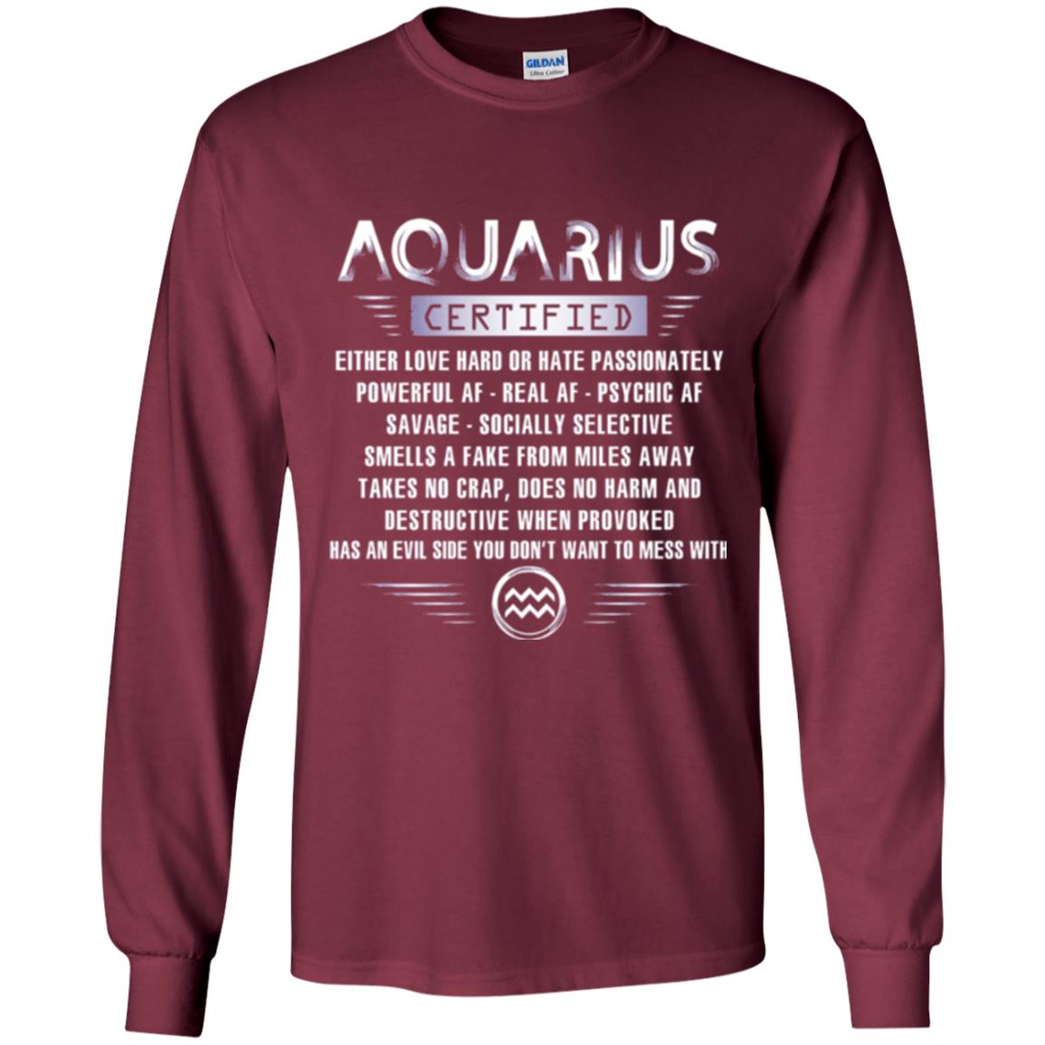 Aquarius Certified Either Love Hard T-shirt Maroon