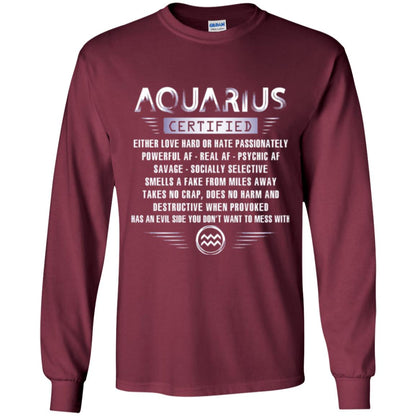 Aquarius Certified Either Love Hard T-shirt Maroon